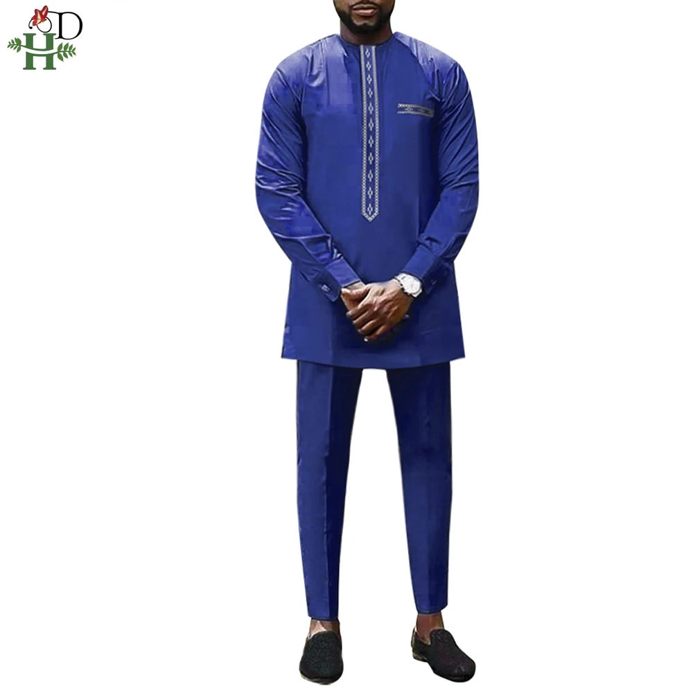 H&ampD New African Men Dashiki Clothes Shirt Pants Suit For Embroidery Tops Trouser Set Long Sleeve South Africa Clothing - купить по