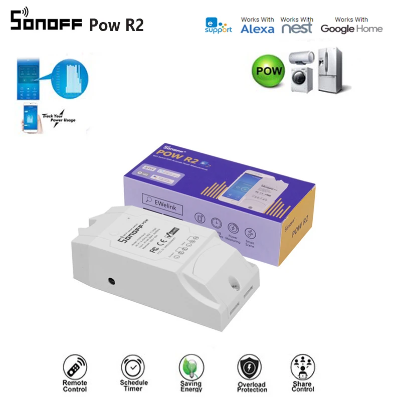 Смарт переключатель Sonoff Pow R2 15A 3500 Вт Wi Fi высокая точность измерения расхода