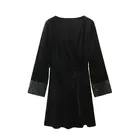 Винтажные повседневные Черные мини-платья Nlzgmsj Za 2021, осенне-зимнее платье-миди с длинным рукавом, облегающее вечернее платье 202110