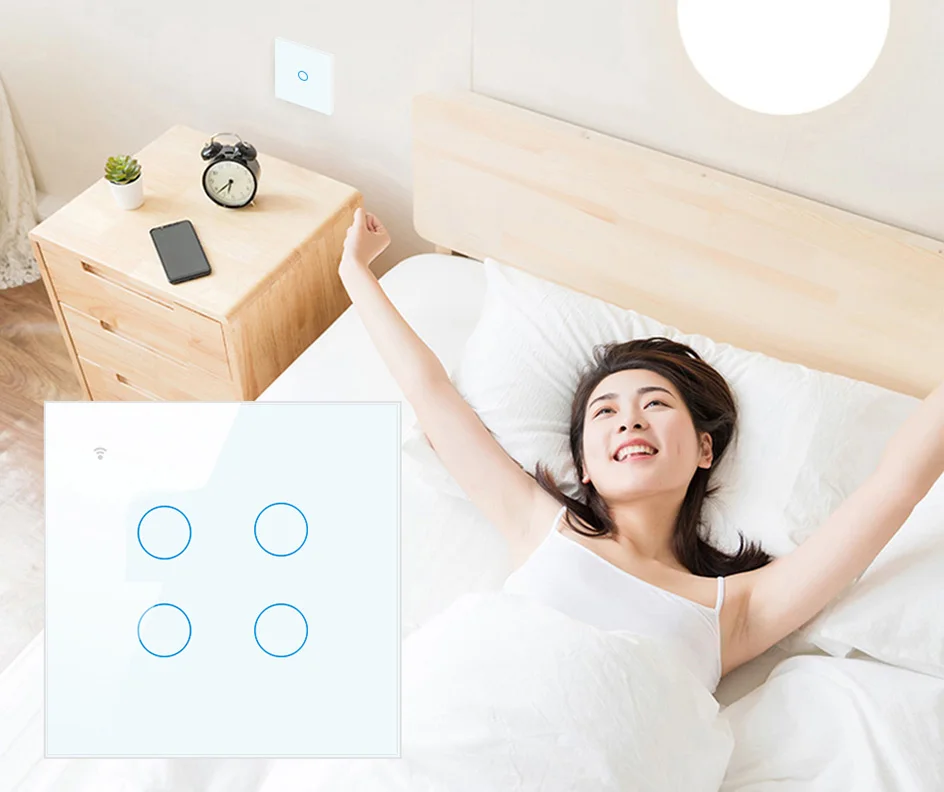 1, 2, 3, 4 банды, WiFi, умный светильник, сенсорный выключатель, дистанционное управление с помощью приложения, AC 85 в, 220 В, ЕС, Великобритания, стандарт, беспроводной умный дом, 1, 2, 3, переключатель