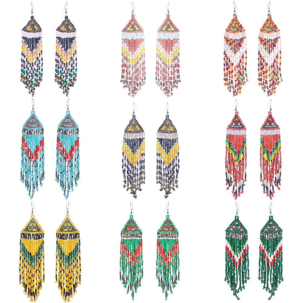 

Женские этнические серьги-подвески Miwens Boho высокого качества с бисером и кисточками, богемные зеленые бусины ручной работы