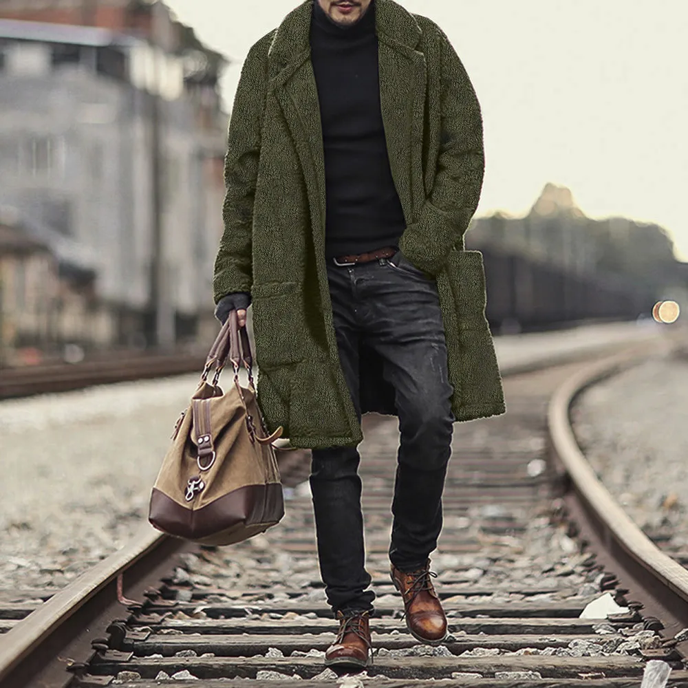 Стильные зимние теплые мужские длинные утепленные толстовки топы ворсистый флис