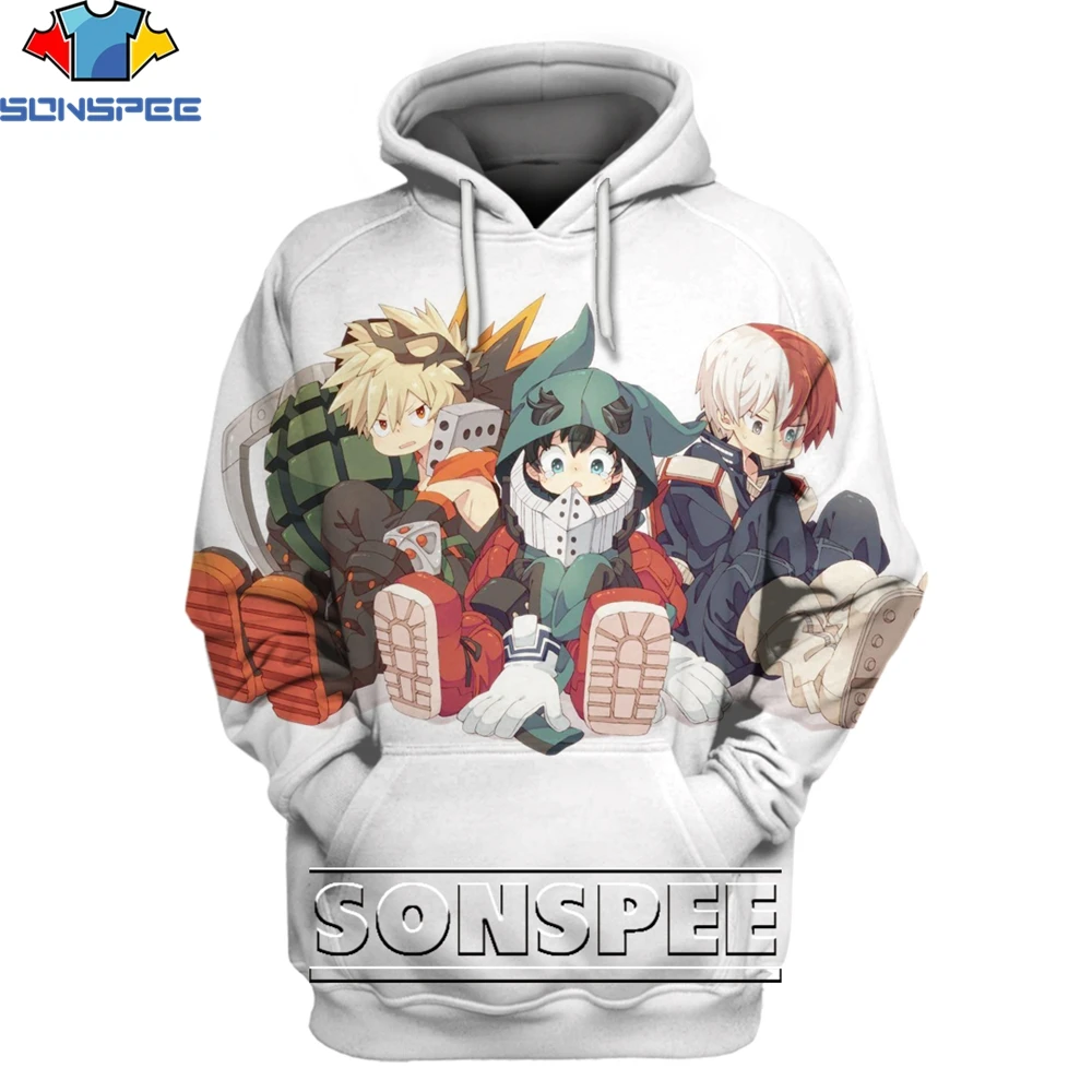 

SONSPEE 3D Blood Anime My Hero Academia Hoodie Men's Autumn And Winter Fighting Cartoon Loose Oversize Unisex Print Clothing