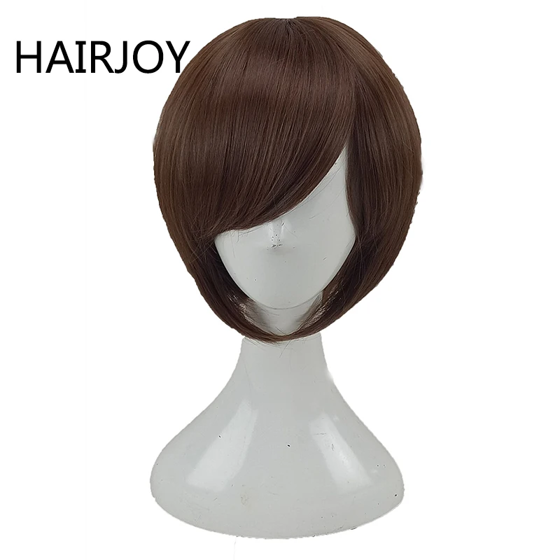 HAIRJOY синтетические волосы Короткий прямой парик для косплея Фиолетовый Синий блонд зеленый коричневый 6 цветов
