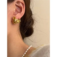bamboo braided stud earrings for women girls 18k gold plated geometric trendy everyday jewelry