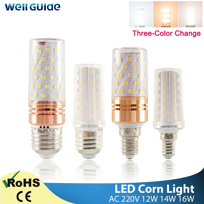 E27 LED Bulb E14 LED Lamp Corn Bulb 3W 12W 14W 16W SMD2835 AC 220V 240V Chandelier Candle LED Light For Home Decoration