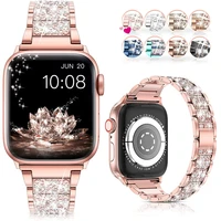 link bracelet for apple watch se 6 7 40mm 44mm 41mm 45mm band iwatch series 5 4 3 38mm 42mm diamond sparkle women metal strap