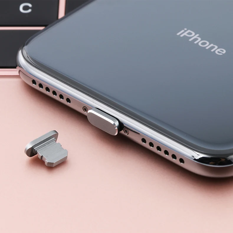 Зарядный порт для iPhone Xs Max, XR, X, 8 Plus, 7, 6s, 5 SE, аксессуары для iPad Mini, алюминиевый материал, защита от пыли-4
