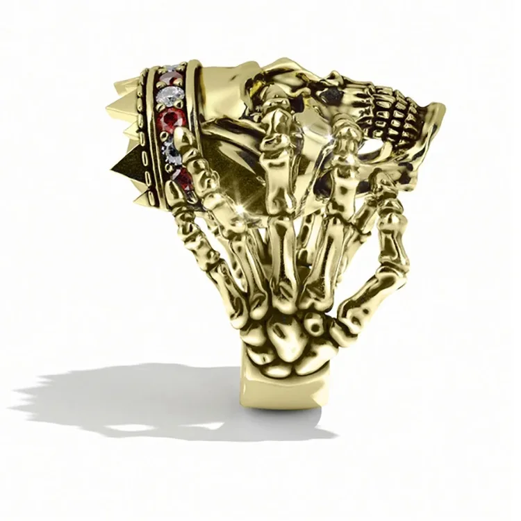 

2021 new Punk gold silver color men's skull ring party gift jewelry wholesale moonso R5889