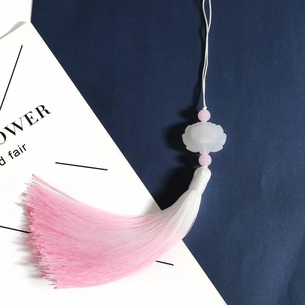 Pink 1 шт. многоцветный белый нефритовый Лотос кисточки DIY Ювелирные изделия занавес одежды декоративные аксессуары ключ автомобильный мешок Подвеска для изготовления кистями - Цвет: Pink