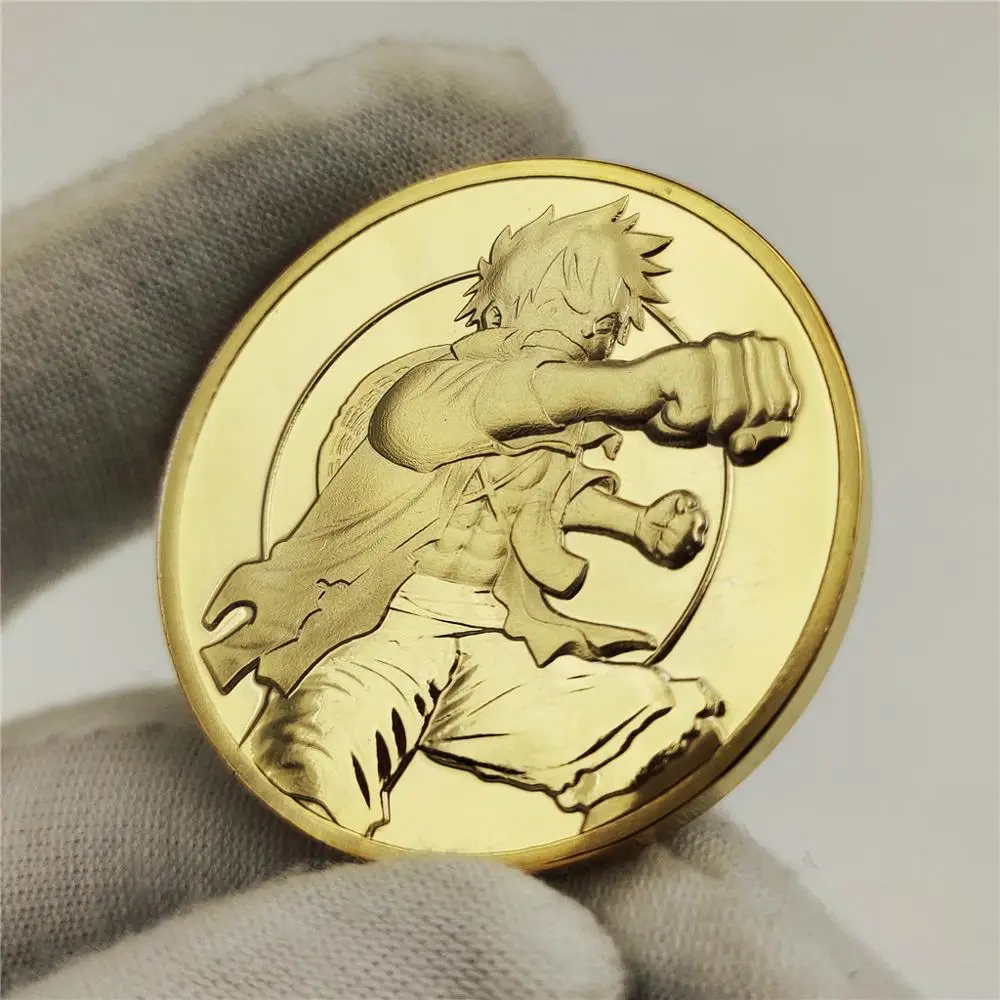 Одна штука Обезьяна D Луффи золотые коллекционные монеты японская Коллекция