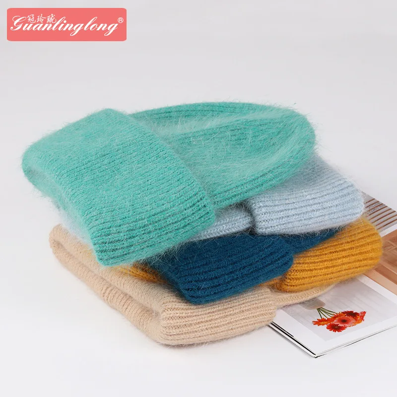 

Autumn and Winter Hat Rabbit Fur Children's Winter Fleece Lined Padded Warm Keeping Knitted Sleeve Cycling Cap Earmuffs Hat