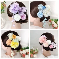 silk flower set japan kimono hair pins japanese cute chrysanthemum bridal wedding hair accessories