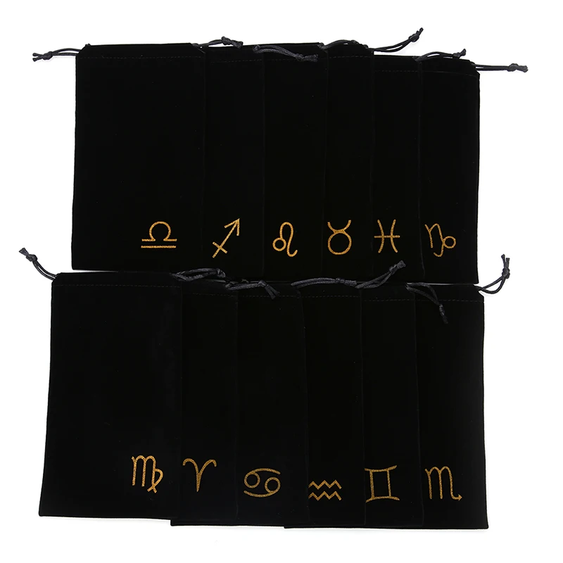 

Mini New Sale Jewelry Drawstring Package Board Game Cards Bag Velvet Tarot Card Storage Bag 19.5cm X 11cm 12 Constellations