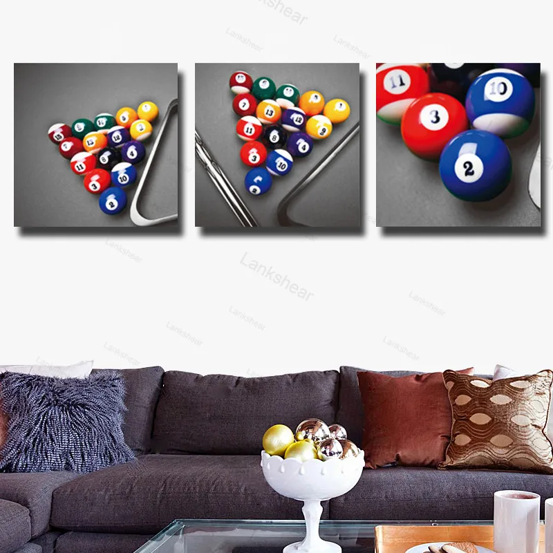 3 предмета красочные бильярдный шар печать холст картина Современные картины на