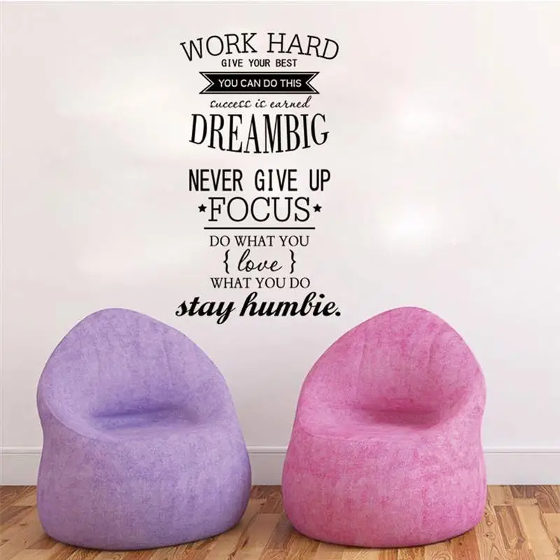 

Quote Sayings Wall Stickers Inspirational Words Letters Wall Decals Work Hard Dream Big Wallpaper Removable Wall Mural
