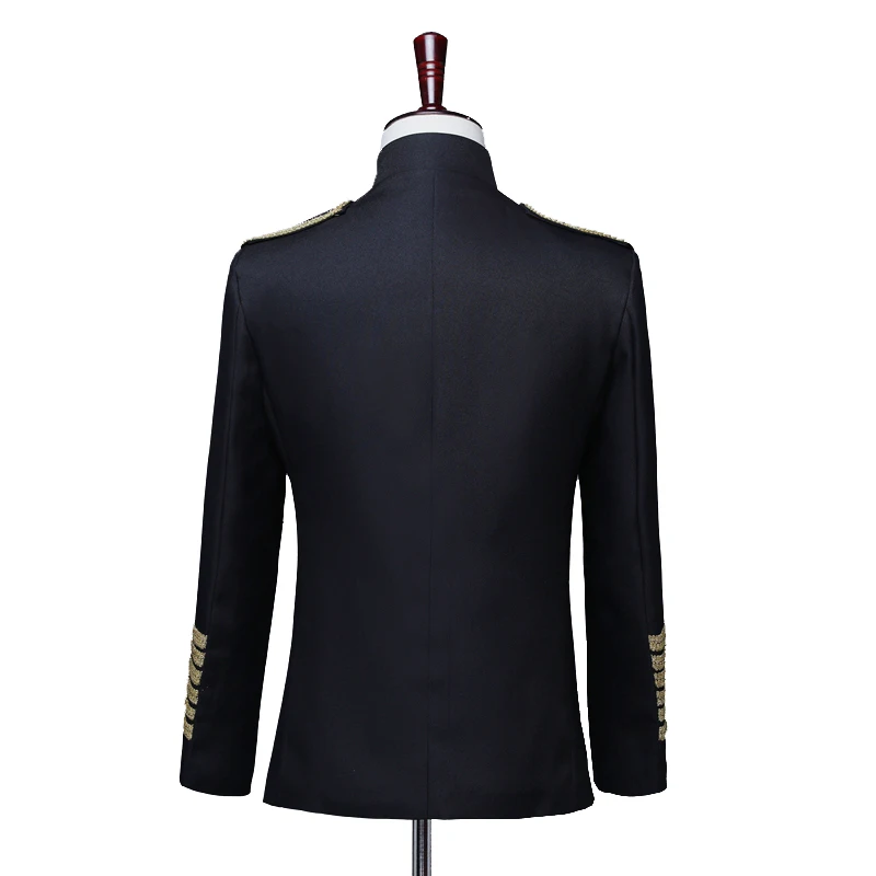 Shenrun Мужская Военная Униформа суд платье Красный Черный Тонкий Блейзер Стенд