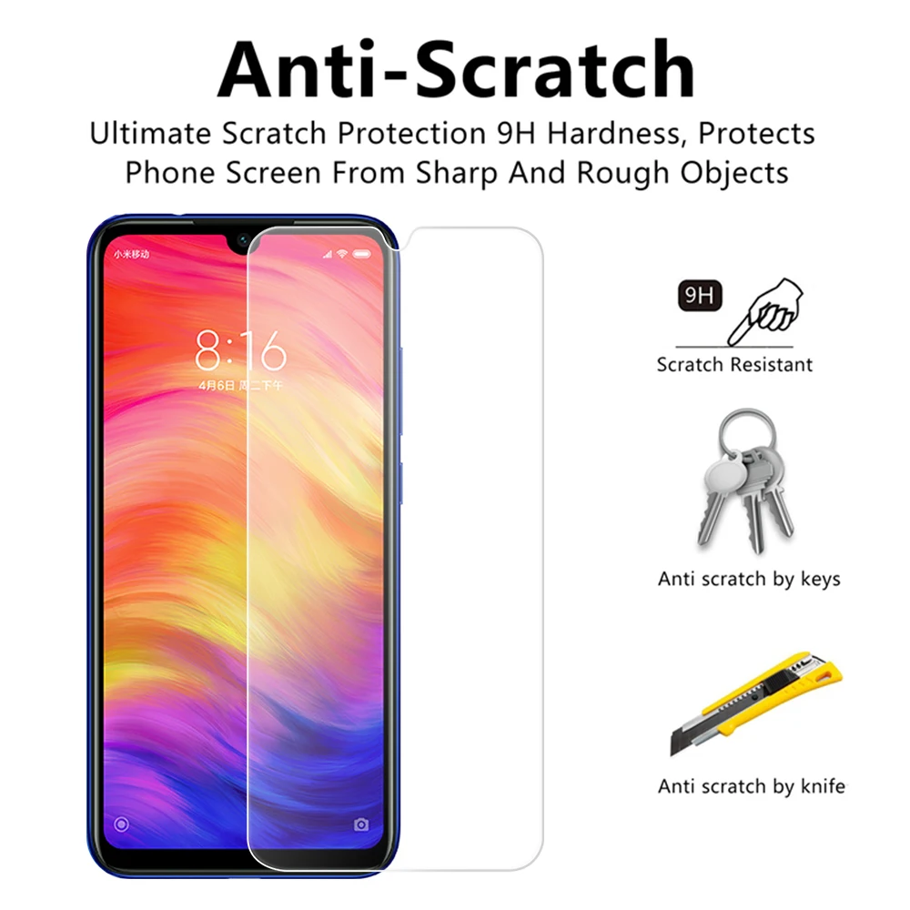 

Glossy Mobile Phone Tempered Glass For Redmi Note 7 8 Pro 8T 9A 9C 9T 8A 9S Screen Protector Glass for Xiaomi Redmi Note 7Pro 7A