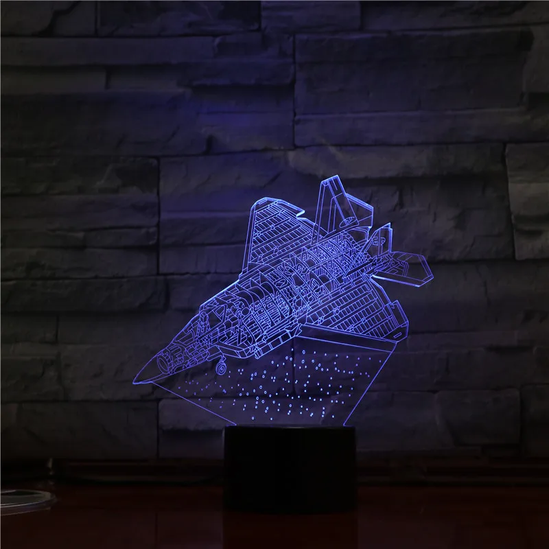 Космический корабль самолет 3D СВЕТОДИОДНЫЙ Ночник светильник USB Многоцветная