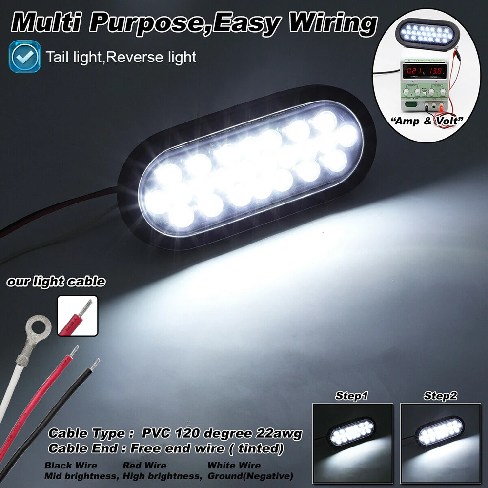 Белый свет Лодка Грузовик 6 &quotприцеп транспортных средств 2шт 24LED Лампа 12В