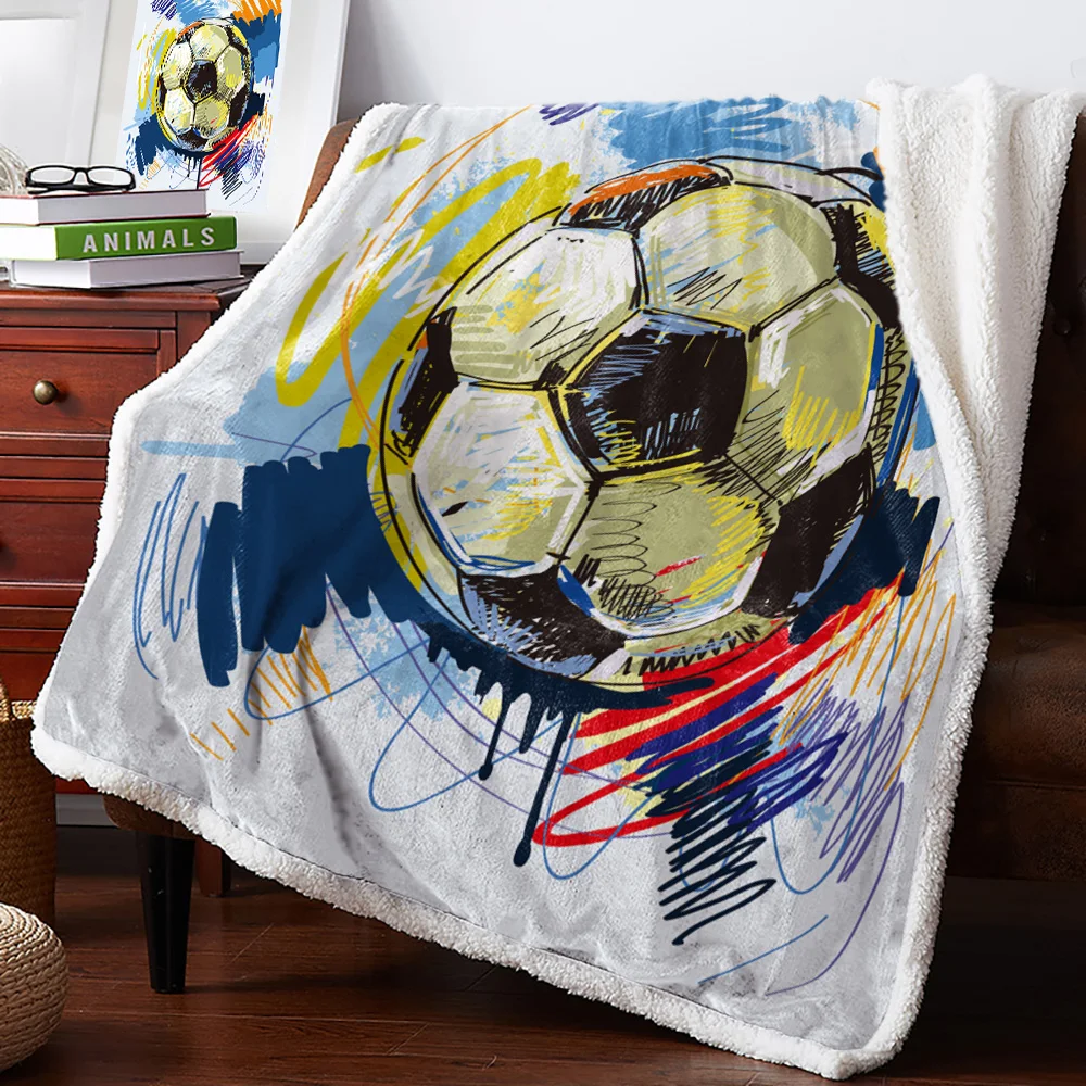 Футбольное акварельное Спортивное покрывало Флисовое одеяло с цветочным