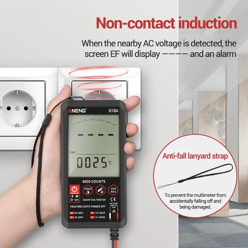 ANENG 618C Цифровой мультиметр Smart Touch DC аналоговая панель True RMS автоматический тестер