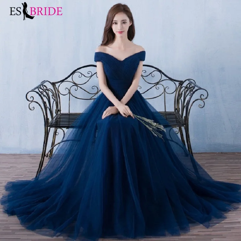 С открытыми плечами элегантные с открытой спиной Длинные ярко синие вечерние