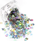 Серебристые голографические Блестки для ногтей в форме бабочки, блестящие хлопья, лазерные блестки, блестящий Маникюр украшение блестка, 1 коробка