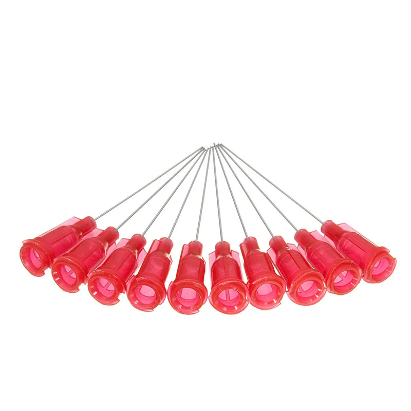 

10pcs/Set 25Ga Stainless Steel Blunt Dispensing Needles Glue Red Syringe Needle Tips For DIY Gluing Rhinestones Filling Ink Oil