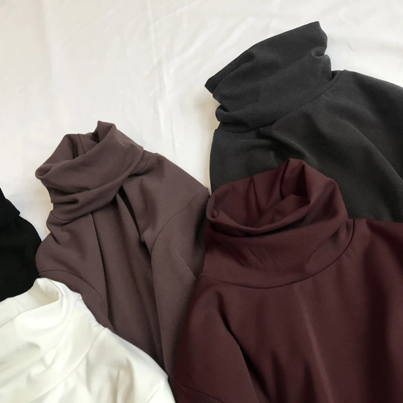 Европейские товары водолазка с ворсовым воротником черная нижняя рубашка для