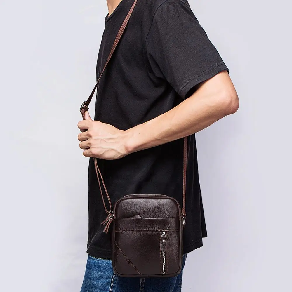 Сумка-мессенджер мужская из натуральной кожи маленький саквояж на плечо деловая