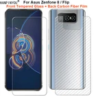 Для Asus Zenfone 8 Flip ZS590KS  ZS672KS 1 комплект = мягкая задняя пленка из углеродного волокна + закаленное стекло для переднего экрана