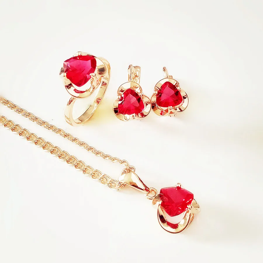 Комплект украшений из колье и серёг под розовое золото 585 пробы | Украшения