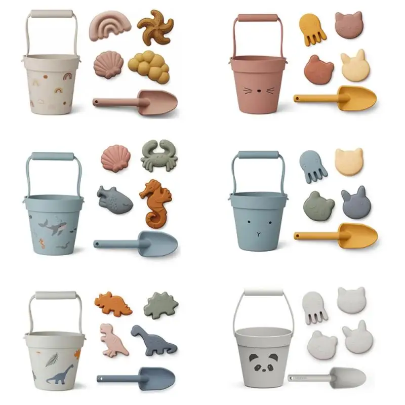 

6Pcs Silicone Children Beach Toys Kit Baby Summer Digging Sand Tool With Shovel Water Game Play Outdoor Toy Set Sandbox For Kids
