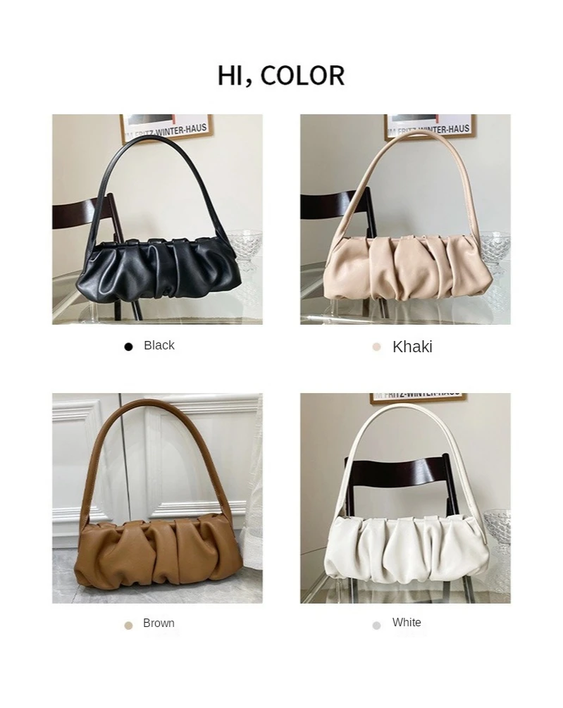 

Niche design leather bag new small MK women's bag new fashion fold one shoulder armpit stick bag women's bag designer handbags