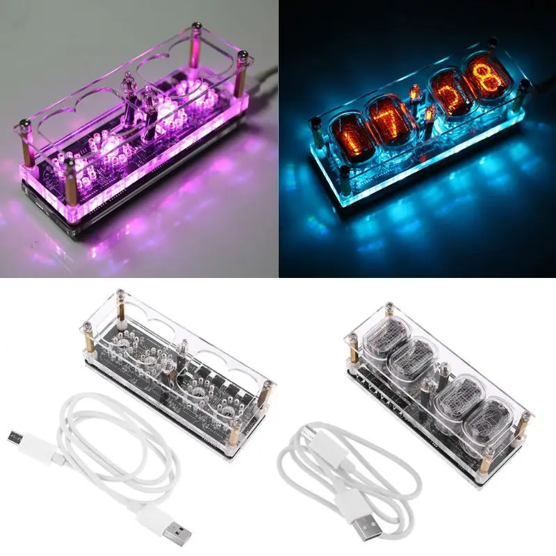 Часы IN-12 светящаяся трубка 4-битные DS3231 IN12 Nixie декоративные часы в стиле стимпанк