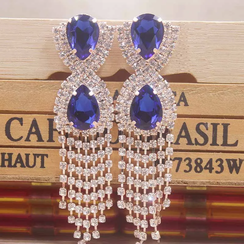 Красочные серьги-висюльки из горного хрусталя серебряные/розовое золото длинные серьги с кисточками для женщин вечерние ювелирные украшения свадебные серьги