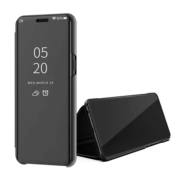 Black Умный зеркальный флип-чехол для huawei Honor 20 10 Lite Pro 9X8X9 8 8A 8C 8S Play View 10 20 V10 V20 чехол для телефона Coque - Цвет: Black