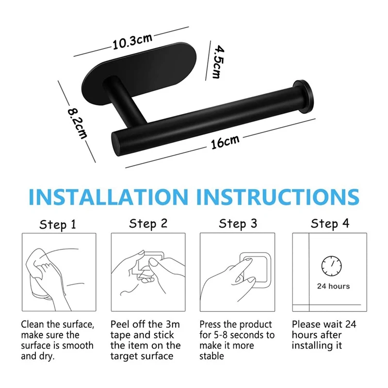 

Toilet Roll Holder Wall Mounted, Toilet Paper Holder, Waterproof Stainless Steel Paper Holder for Bathroom and Kitchen