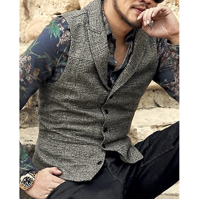 

Men's Slim Fit Suit Peak Lapel Vest For Men Chaleco Casual Vestir Hombre Wedding Groom Waistcoat Single Breasted Yelek