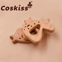 coskiss baby teething toys wooden teething ring food grade horse beech wooden childrens toys diy wooden teether