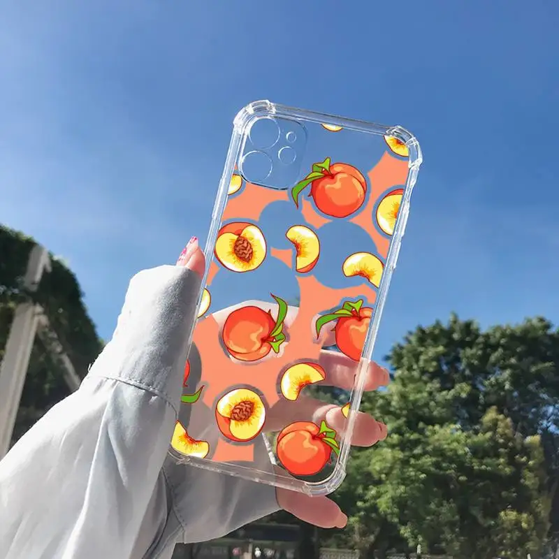 

peach Phone Case Transparent for Clear iPhone 11 12 8 7 6 6S XS MAX Plus X 5S SE 2020 XR mini pro