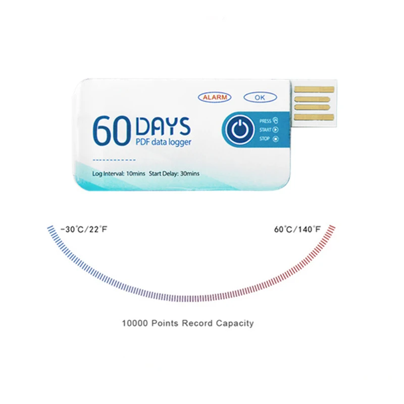 USB Регистратор температуры регистратор данных одноразовые 60 дней записи 1000