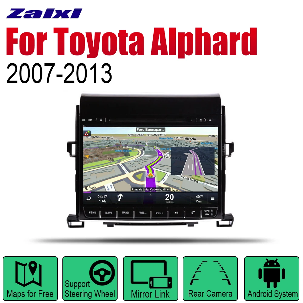 Автомагнитола ZaiXi с GPS навигацией Android Bluetooth Wi Fi 2din для Toyota Alphard 2007 ~