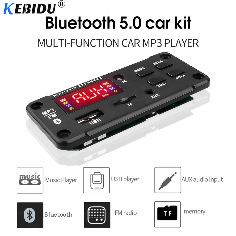 Беспроводной автомобильный декодер Kebidu 12 В автомобильная плата Bluetooth MP3 WMA USB/SD/FM/AUX