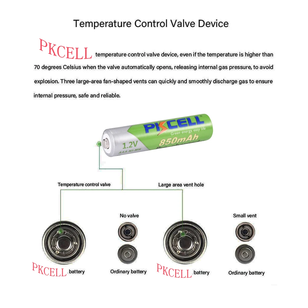 

40Pcs PKCELL AAA 850mAh 1.2V NIMH Rechargeable Battery aaa low self discharging batteries Over 1200 Times Cycles