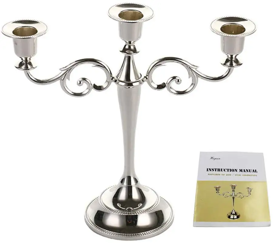 Горячего металла серебро/Позолоченные Подсвечники 3 руки стенд цинковый сплав