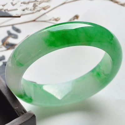 

Natural Burmese jade green two-tone 54-64mm bracelet, elegant princess jewelry, best gift for mother and girlfriend