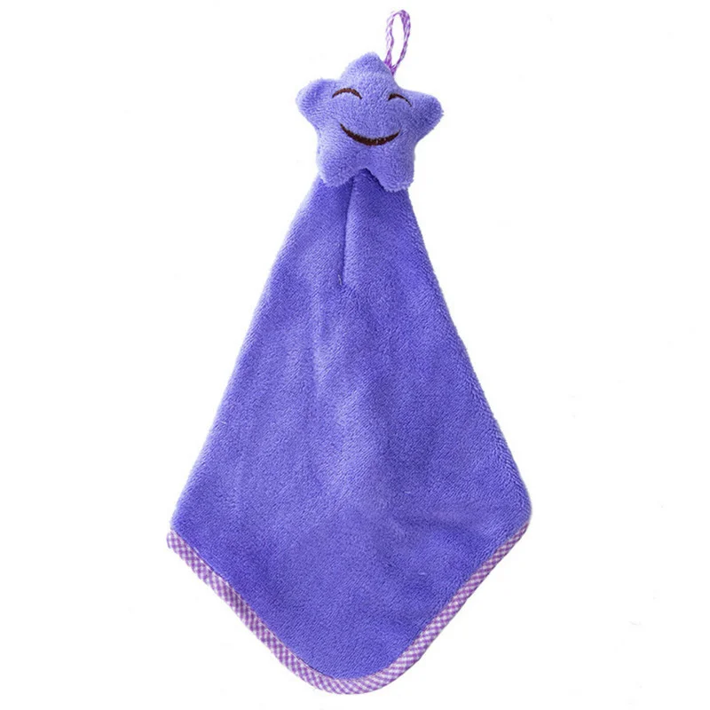 

Cute Star Coral Fleece Kitchen Bathroom Hanging Hand Towel