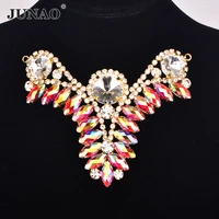 junao 1pcs 80x100mm red ab sewing large glass rhinestone flower crystal buckle flat back strass stone applique for crafts